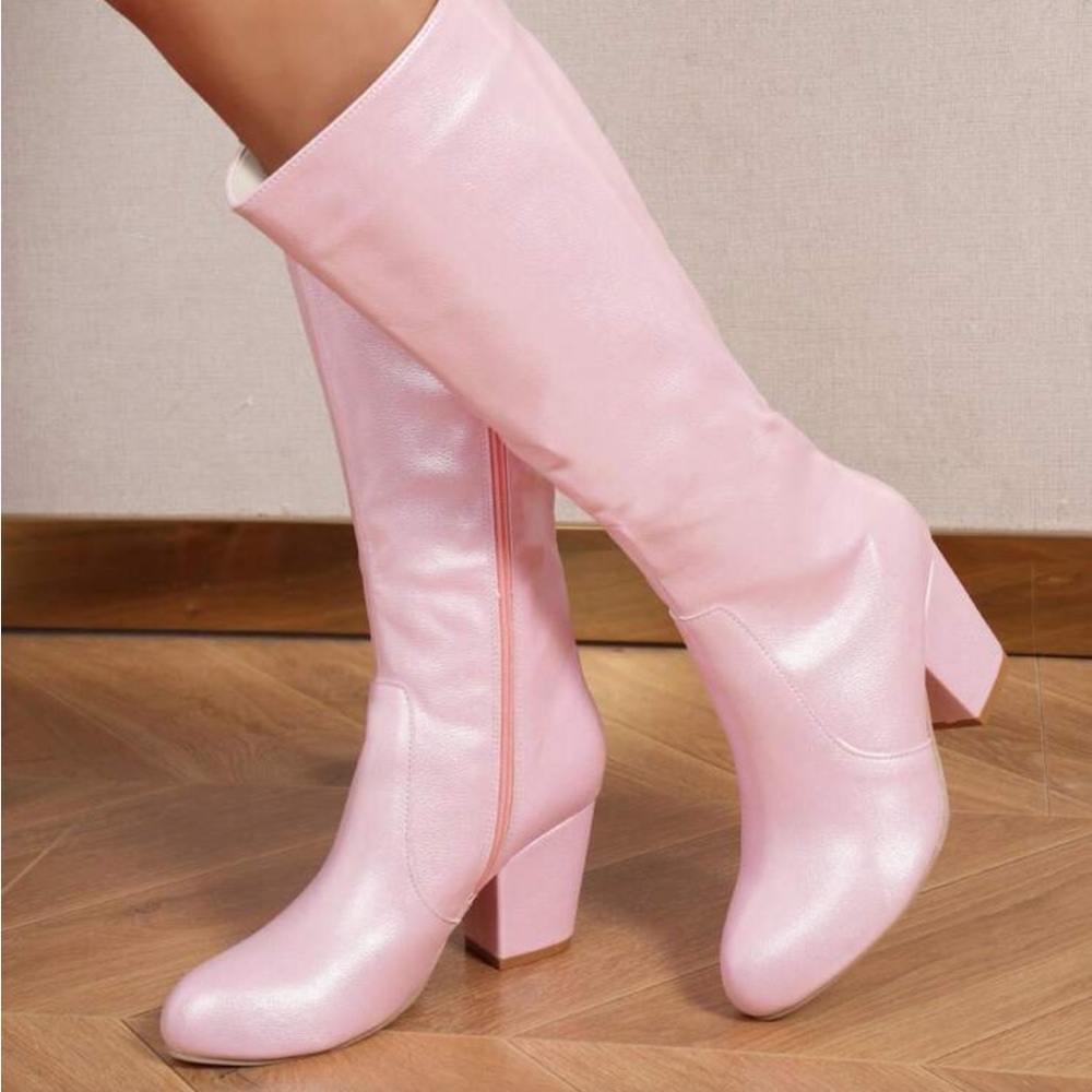 Pink Knee-High Boots